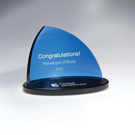 GI654A - Blue Crescent Glass on Black Oval Glass Base - Small (Includes Color-Fill in Both Areas)