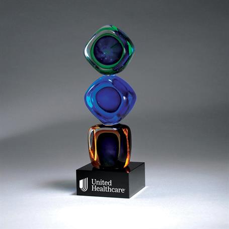 GM661 - Distinctive Art Glass Cubes with Black Lasered Plate