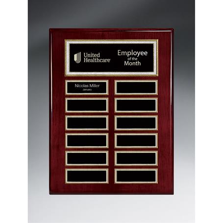 EP5 - Rosewood Piano Finish 12-Plt Pearl Border Plaque with Easy Perpetual Plate Release Program