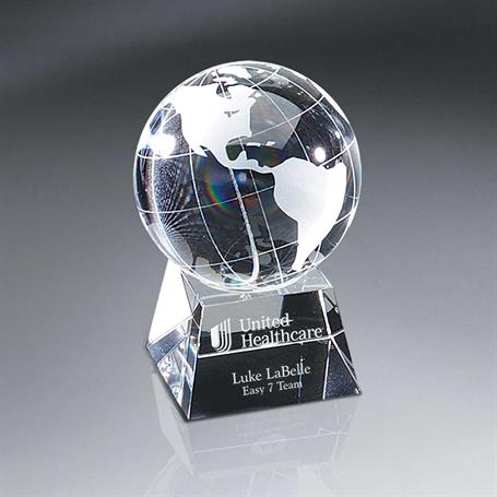 G0713B - Optic Crystal Globe on Base - Medium