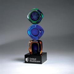 Distinctive Art Glass Cubes with Black Lasered Plate